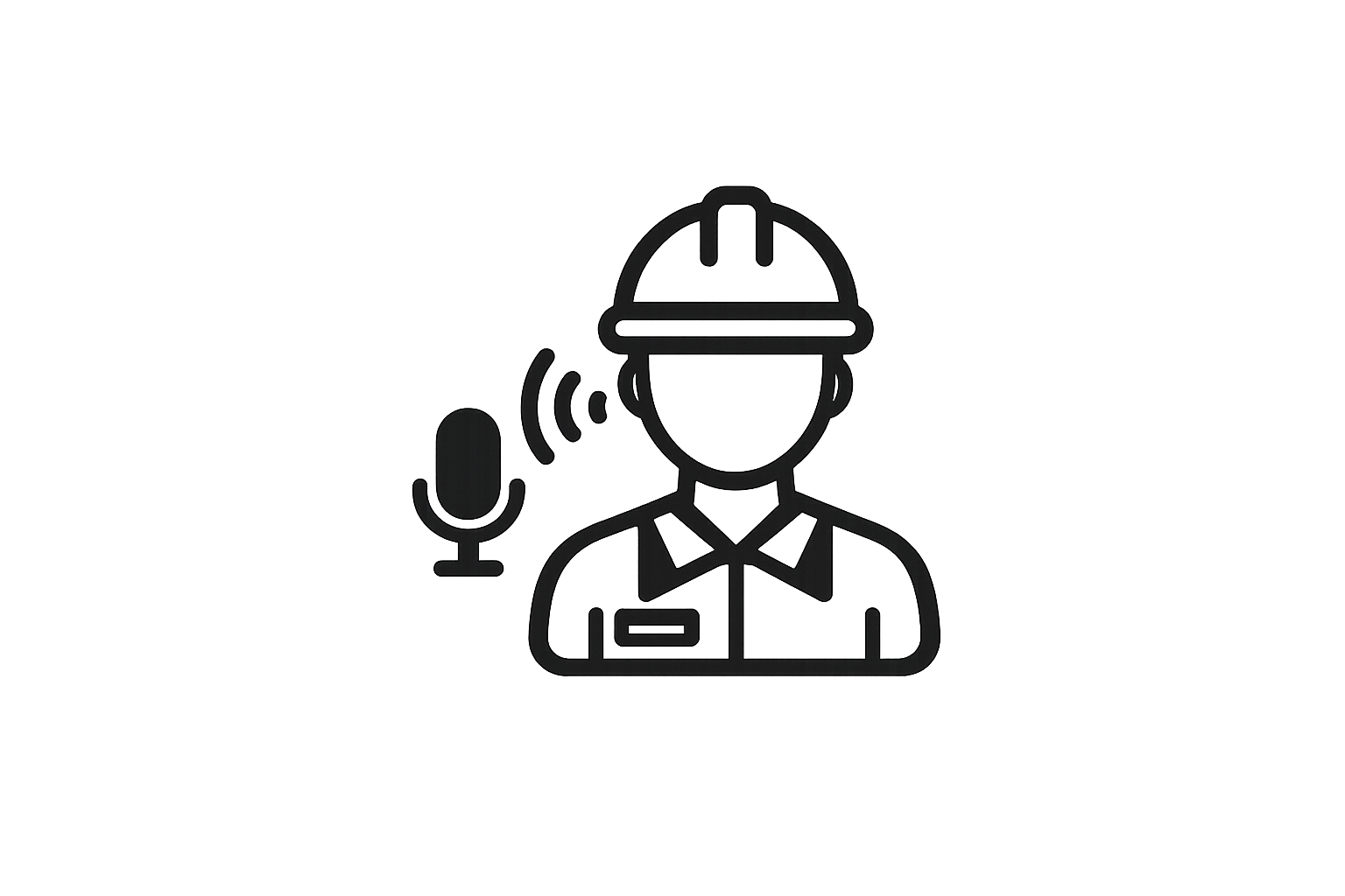 Technician speaking into microphone